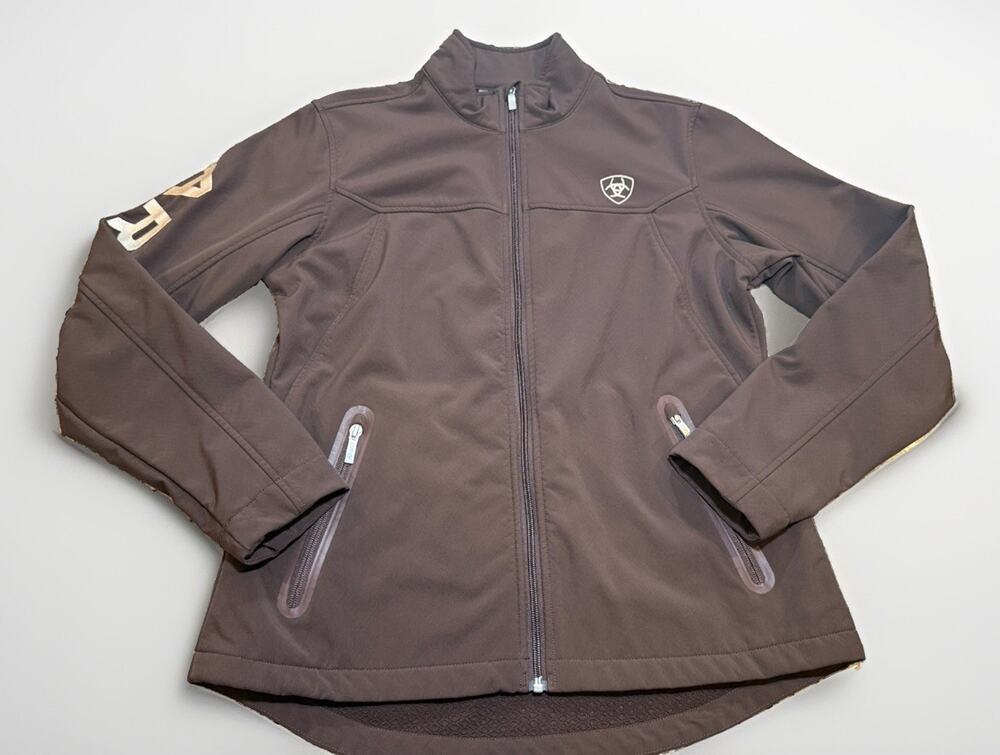 Ariat New Team Softshell Jacket Womens Large AriatTEK Full Zip Brown